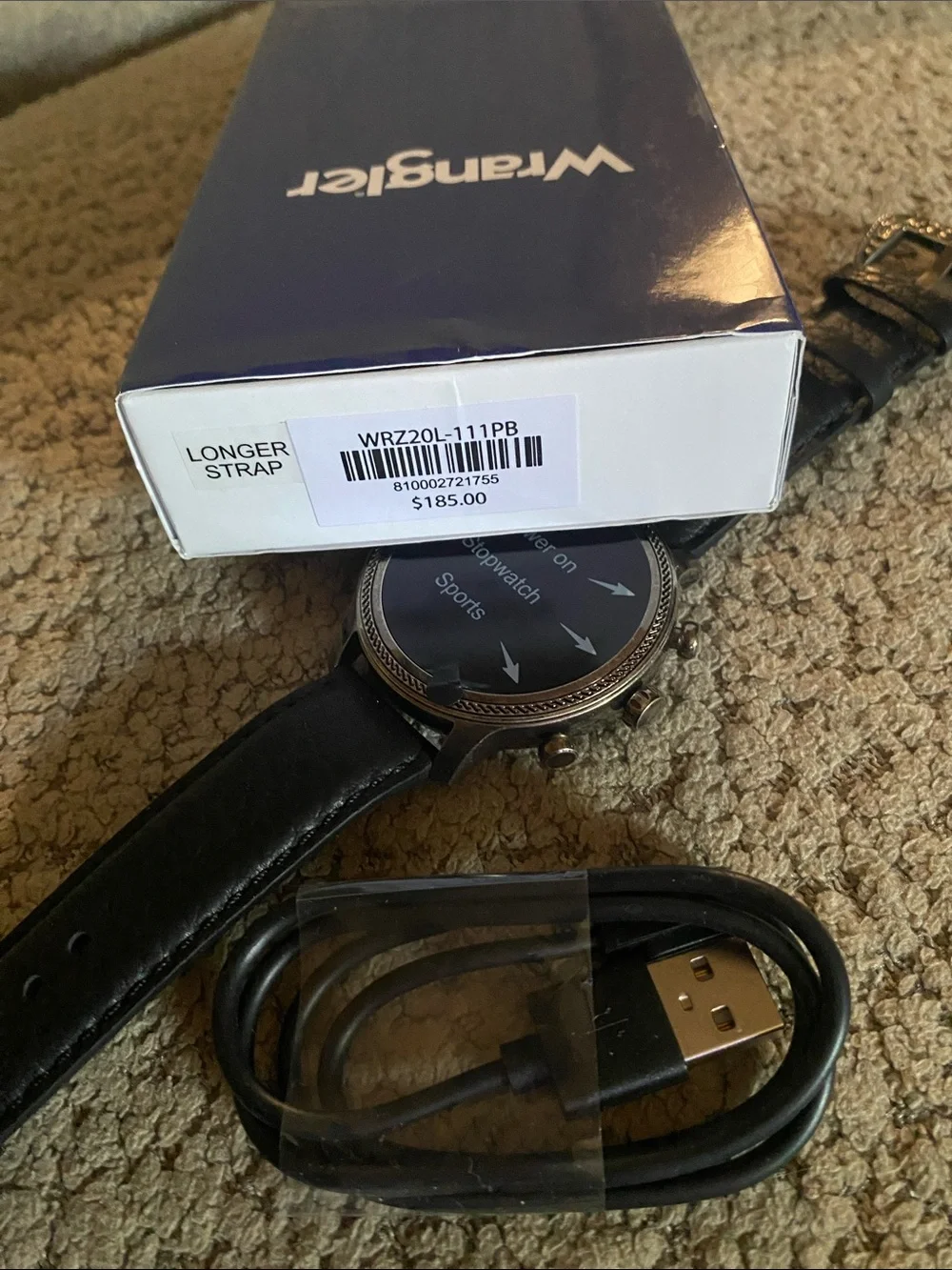 🆕 Wrangler Round Silvertone Smartwatch Leather Strap Android iPhone Compatible